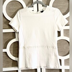 ANN TAYLOR “Classic Cream” Short Sleeve Eyelet Detail Tunic, SZ S